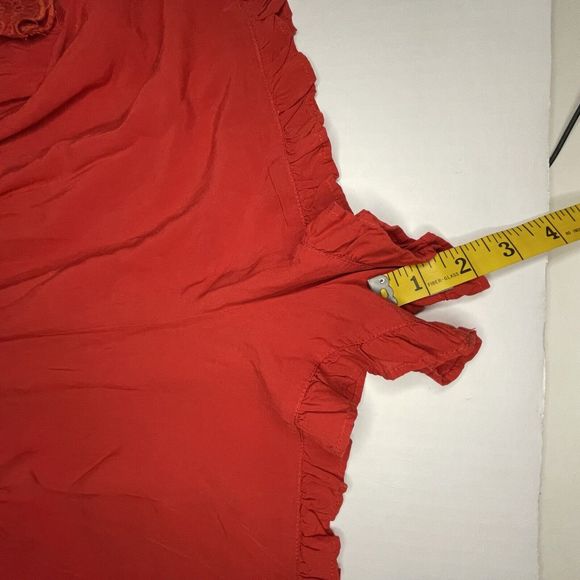 American Eagle Red Tie Front Bell Sleeve Romper Women’s Size Small - Picture 11 of 12